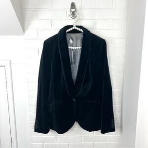 NWT LOFT Black Velvet Tuxedo Blazer Jacket Size 12